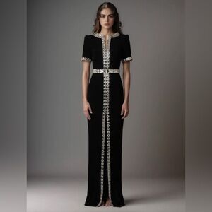 Elegant Black and Silver jeweled holiday gown